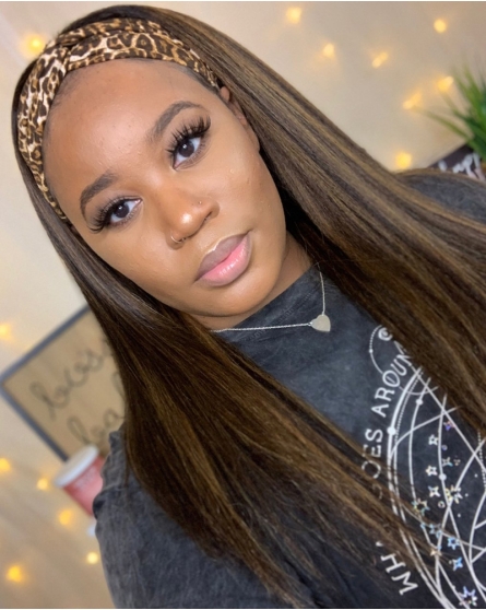 Blow-out highlights Headband Wig