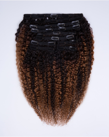 Brown Highlighted Curly Clip-in Hair Extensions