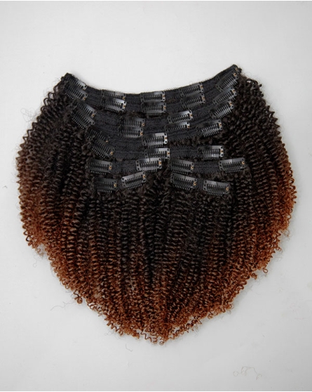 Glam Ombre Full Head Set Coily Textured Clip-in Hair Extensions