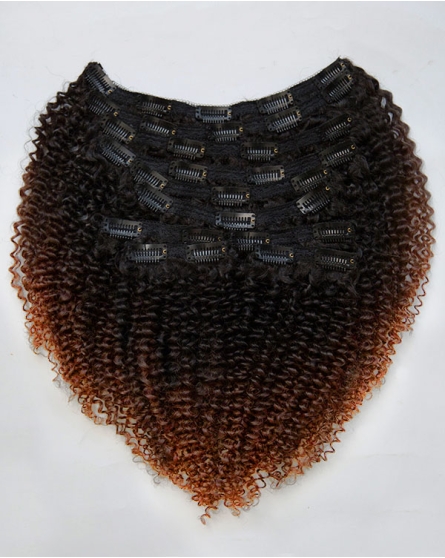 Glam Ombre Full Head Set Curly Textured  Clip-in Hair Extensions