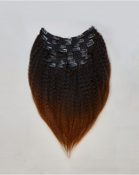 Glam Ombre Full Head Set Kinky Blow Out Clip in