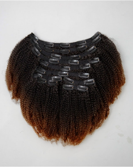 Glam Ombre Full Head Set Kinky Textured Clip-in Hair Extensions