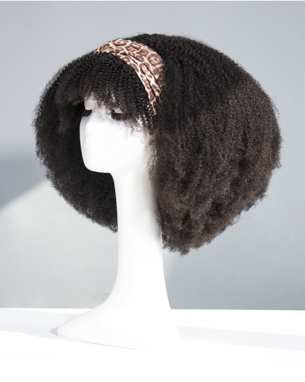Kinky Bangs Headband Wig