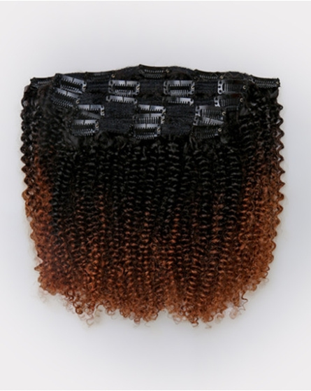 Ombre Colored Coily Textured Clip-in Hair Extensions